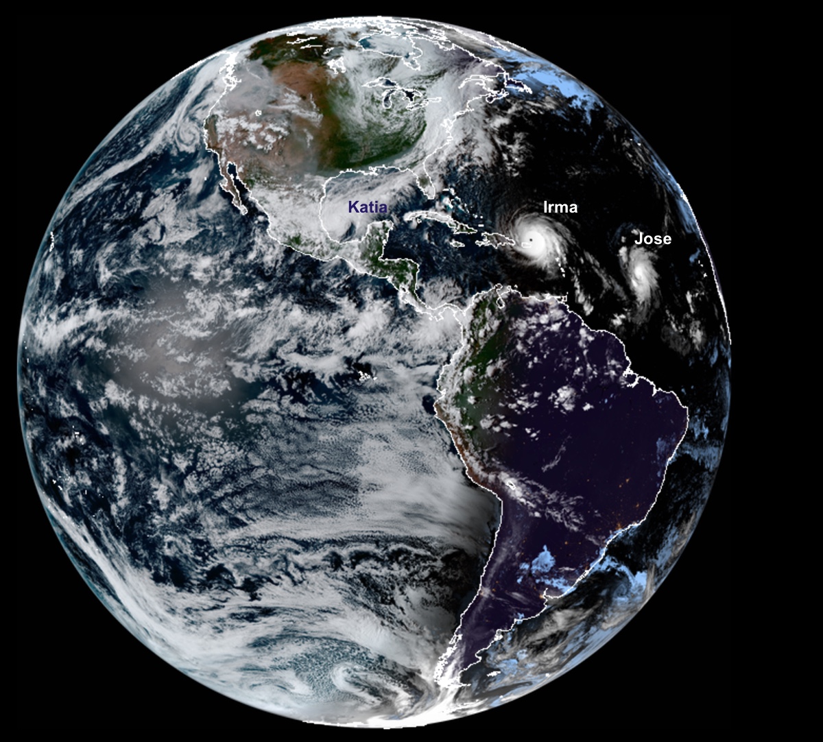 Three hurricanes are now brewing in the Atlantic: Irma, Katia and Jose.