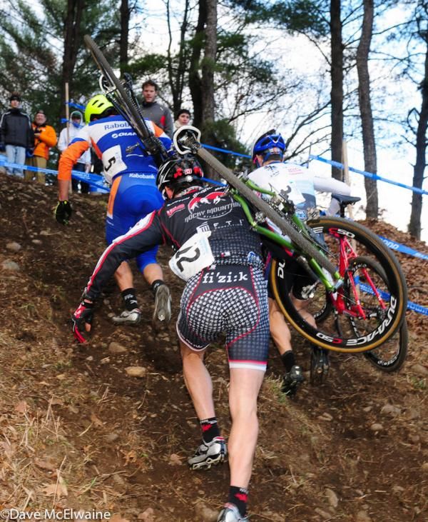Adam Craig (Team Giant) taking a turn at the front of the race