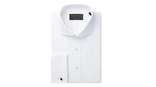 New & Lingwood White Poplin Cutaway Collar Tailored Fit Double Cuff Shirt