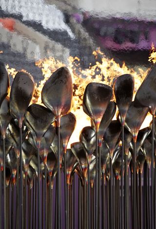 The polished copper rods that joined to create Heatherwick's 2012 Olympic Games Cauldron