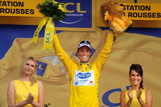 Back in yellow. Chavanel takes the maillot jaune for the second time after taking a second stage win at the 2010 Tour de France