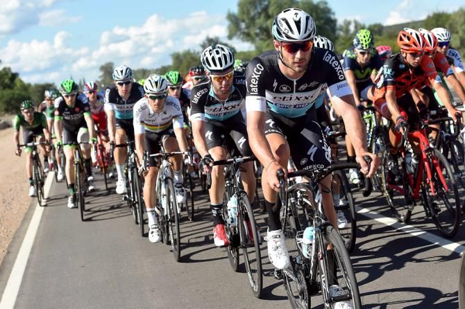 Etixx-QuickStep line up in the bunch.