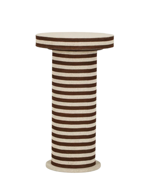 Lyra Natural Striped Cotton Jute Contract-Grade Side Table