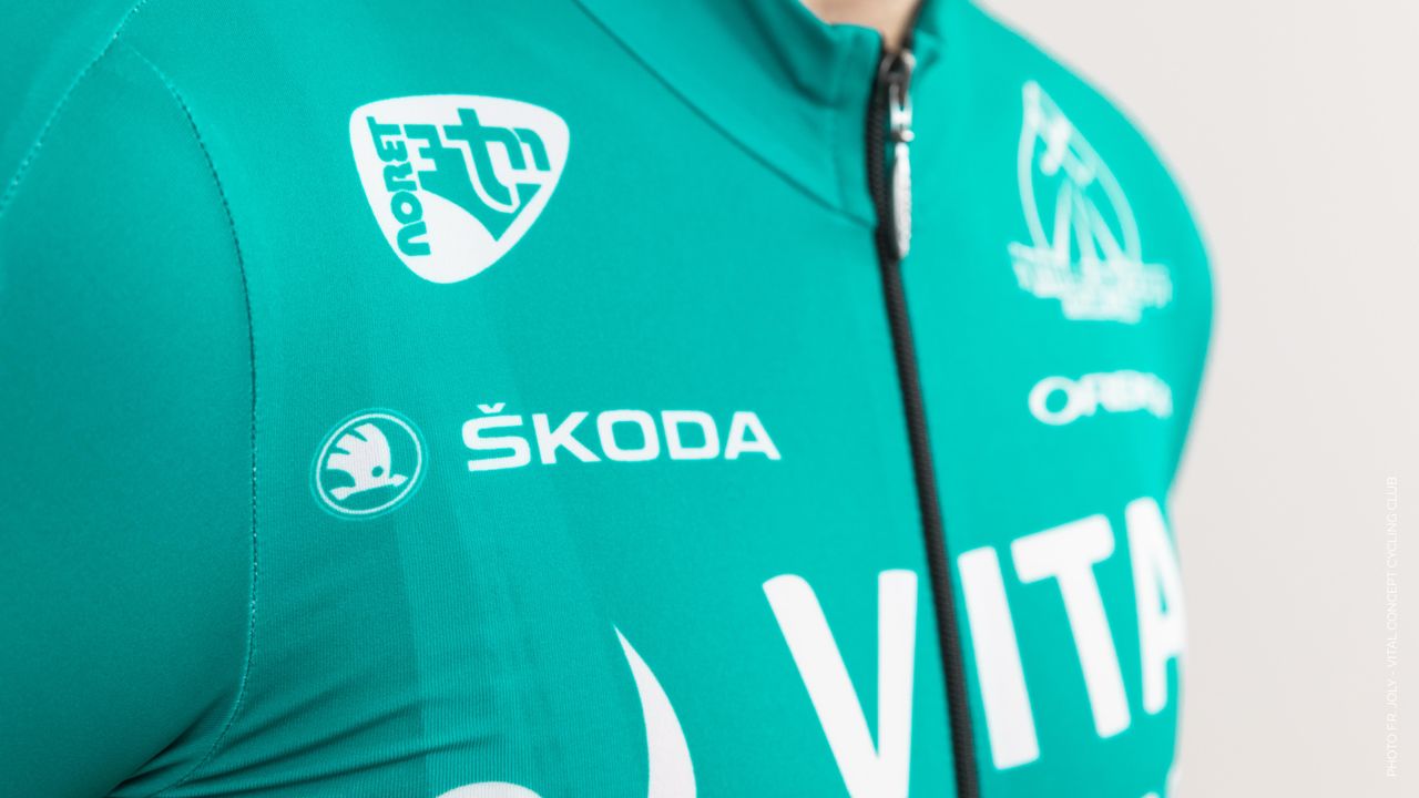 Details of the front of the new Vital Concept jersey