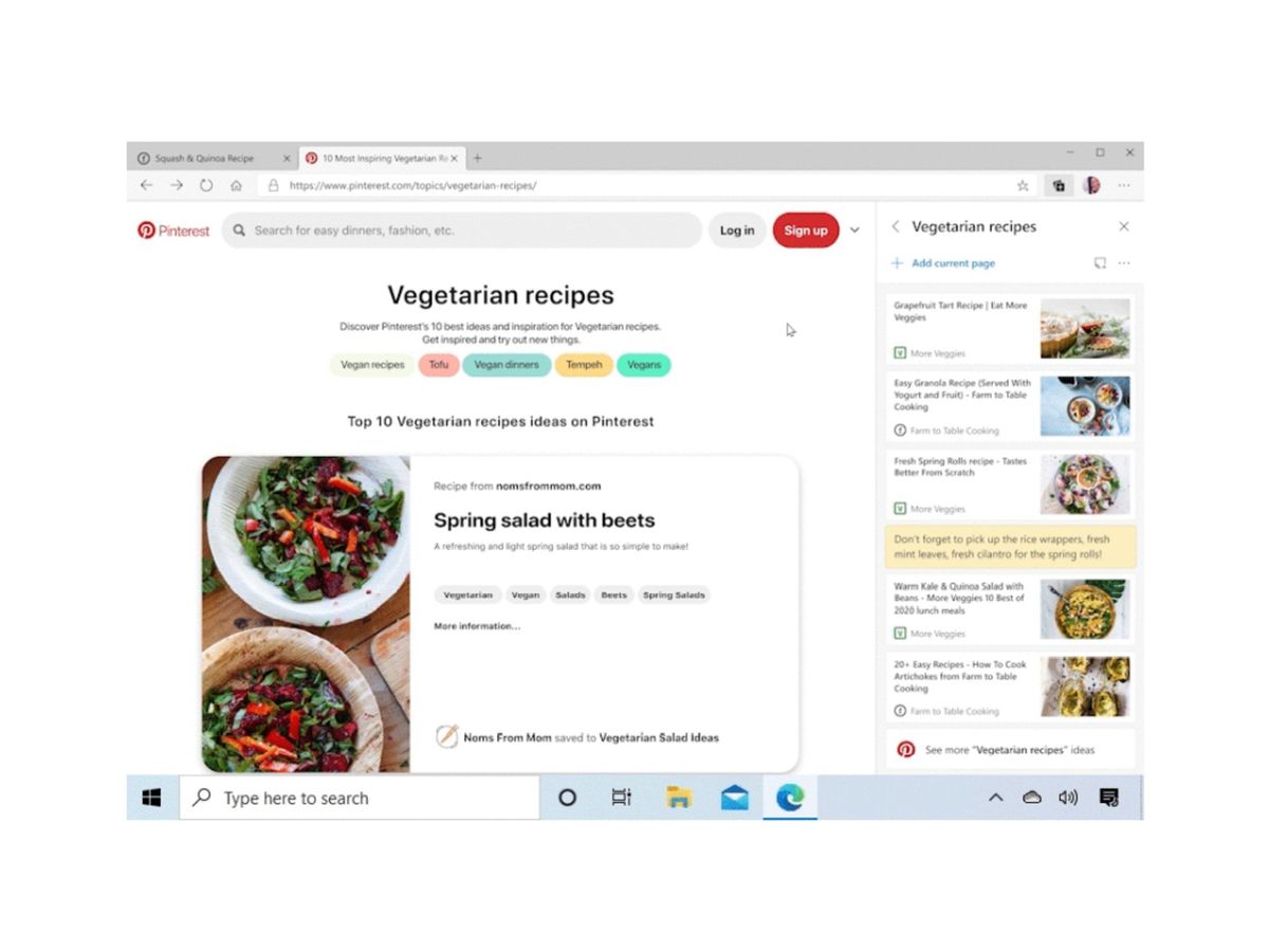 Microsoft Edge Pinterest