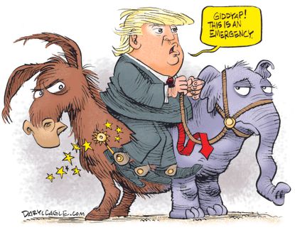 Political Cartoon U.S. Trump Democrat Republican emergency