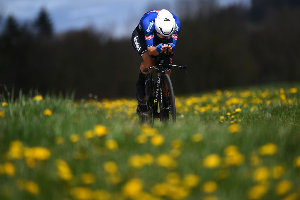 CHTELSAINTDENIS SWITZERLAND APRIL 28 Lionel Taminiaux of Belgium and Team AlpecinDeceuninck sprints during the 76th Tour De Romandie 2023 Stage 3 a 1875km individual time trial stage from ChtelSaintDenis to ChtelSaintDenis UCIWT on April 28 2023 in ChtelSaintDenis Switzerland Photo by Dario BelingheriGetty Images