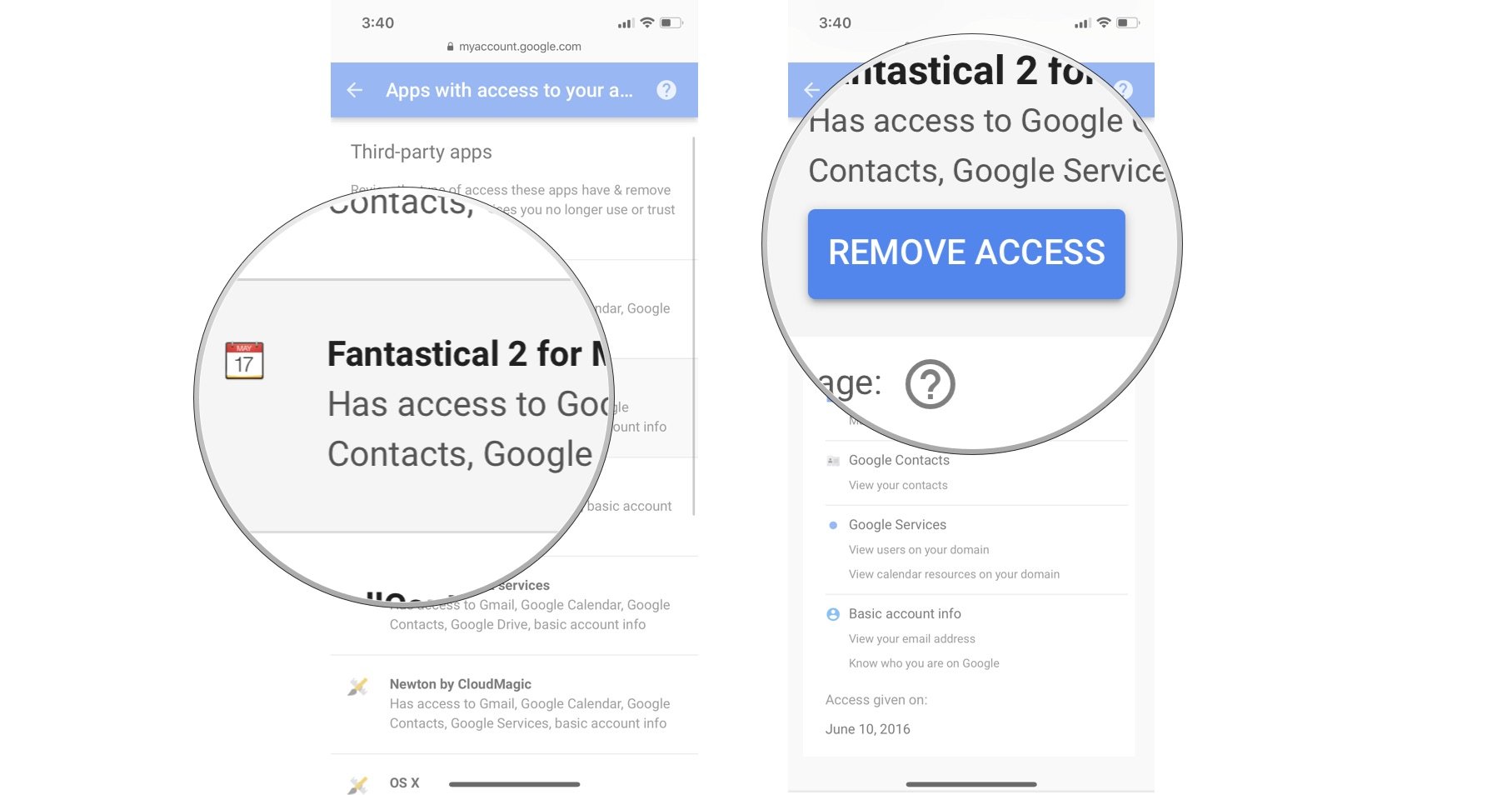 Google app access