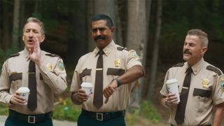 Jay Chandrasekhar and co in uniform in Super Troopers 3.