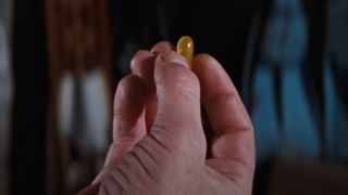 The homing pill, held up close, in Thunderball.