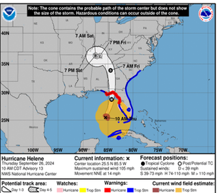 NOAA mape of hurricane Helene