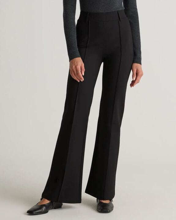 Ultra-Stretch Ponte Flare Leg Pants in Black