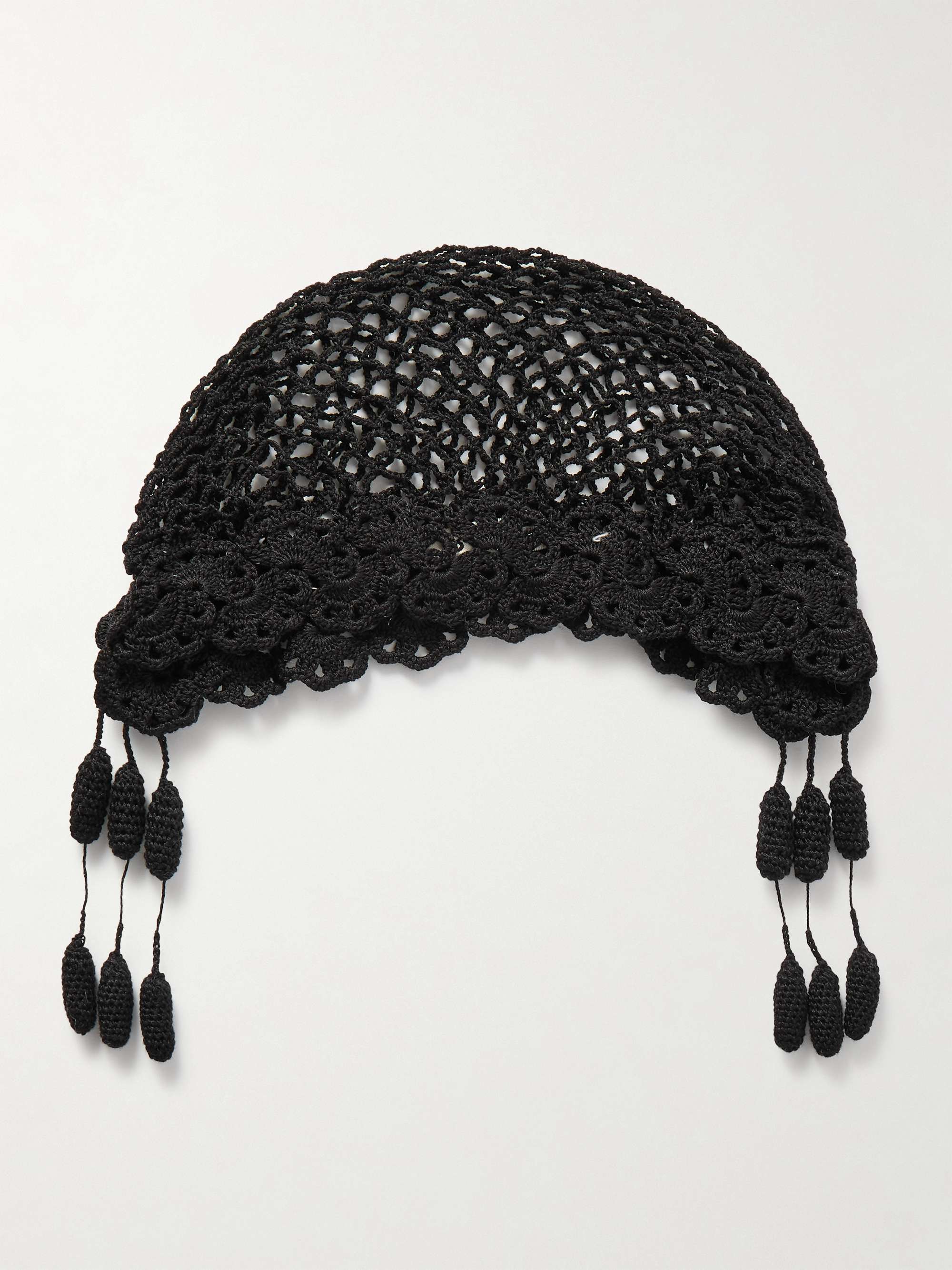 Blossom Tasseled Crocheted Cotton Cap