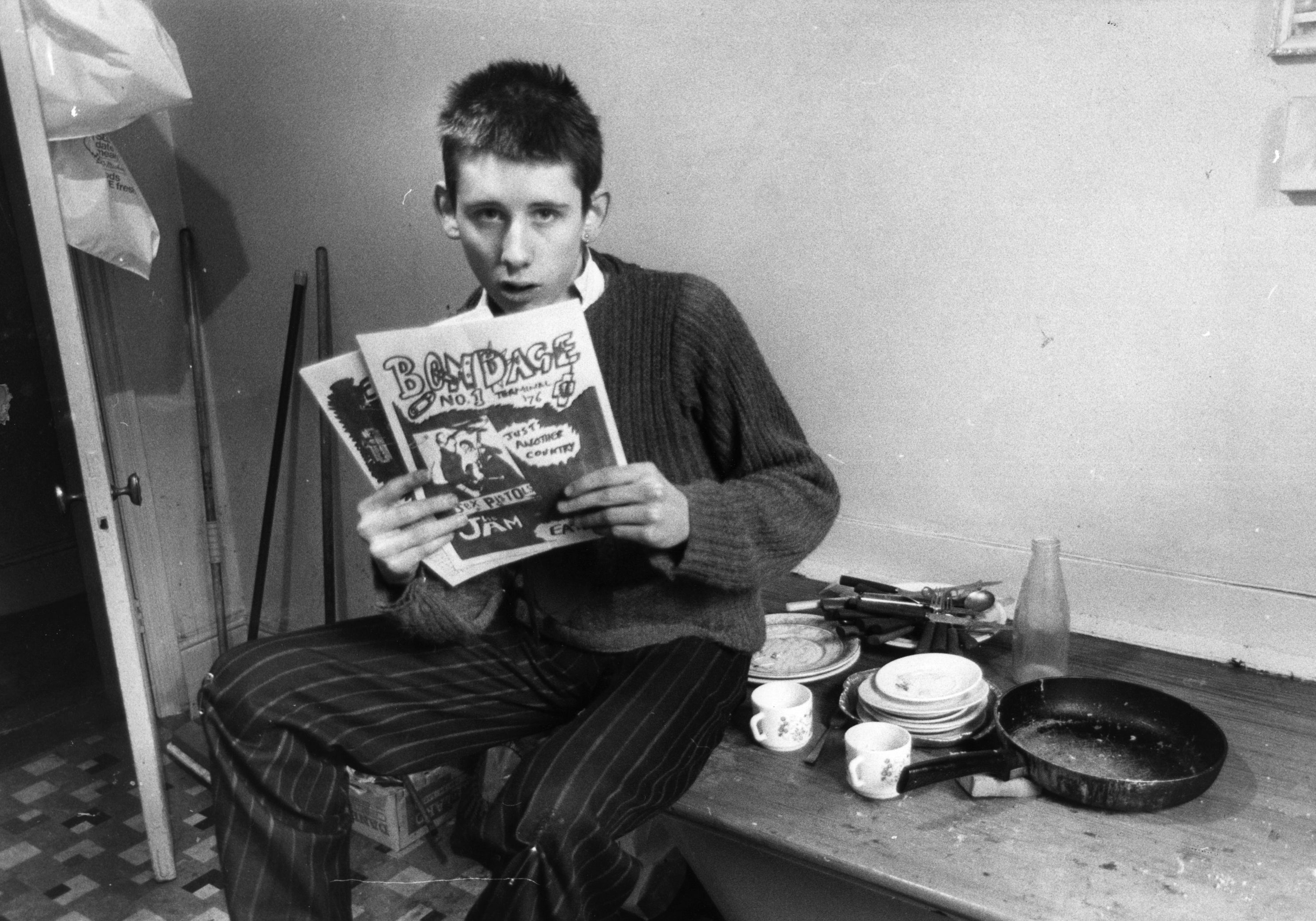 19-year-old Shane MacGowan, editor of punk rock magazine &amp;amp;apos;Bondage&amp;amp;apos; in his office at St Andrews Chambers, Wells Street, London. He went on to front The Pogues. Original Publication: People Disc - HJ0379 (Photo by Sydney O&amp;amp;apos;Meara/Getty Images)