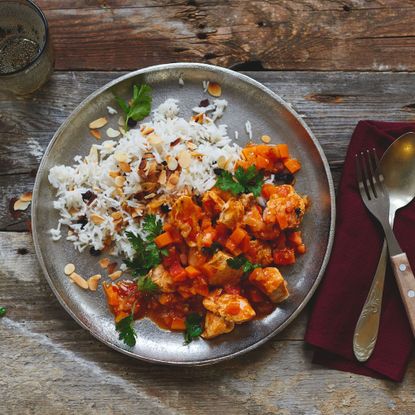 Arabic Sweet Spiced Chicken With Raisin And Almond Rice