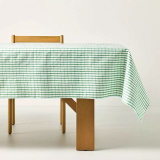 Checkered Plaid Wipeable Rectangular Tablecloth Cream/Light Blue/Green - Hearth & Hand With Magnolia