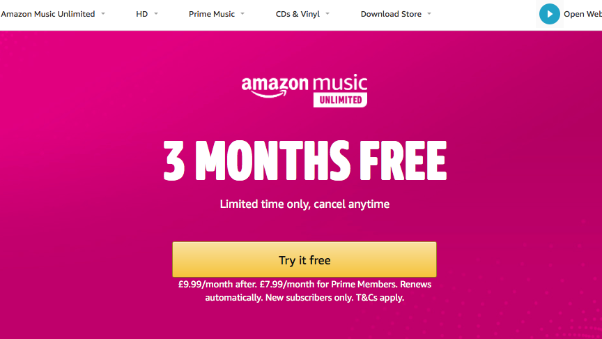 amazon music 3 months free