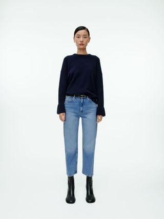 Rose Cropped Straight Stretch Jeans