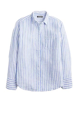 Garçon Classic Shirt in Striped Cotton-Linen Blend Gauze