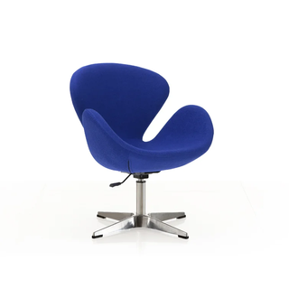 A blue accent swivel chair