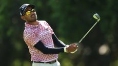 Nikhil Rama hits a shot during the second round of the 2023 Joburg Open