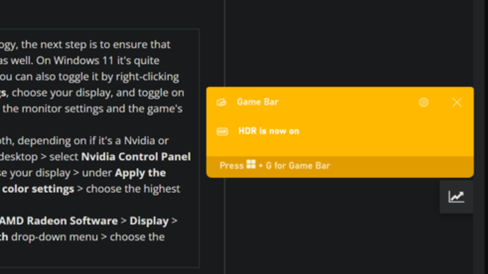 HDR set on a Windows 11 Desktop