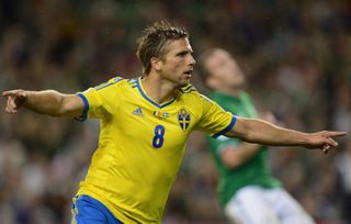 Anders Svensson celebrates after scoring for Sweden against the Republic of Ireland in 2013.