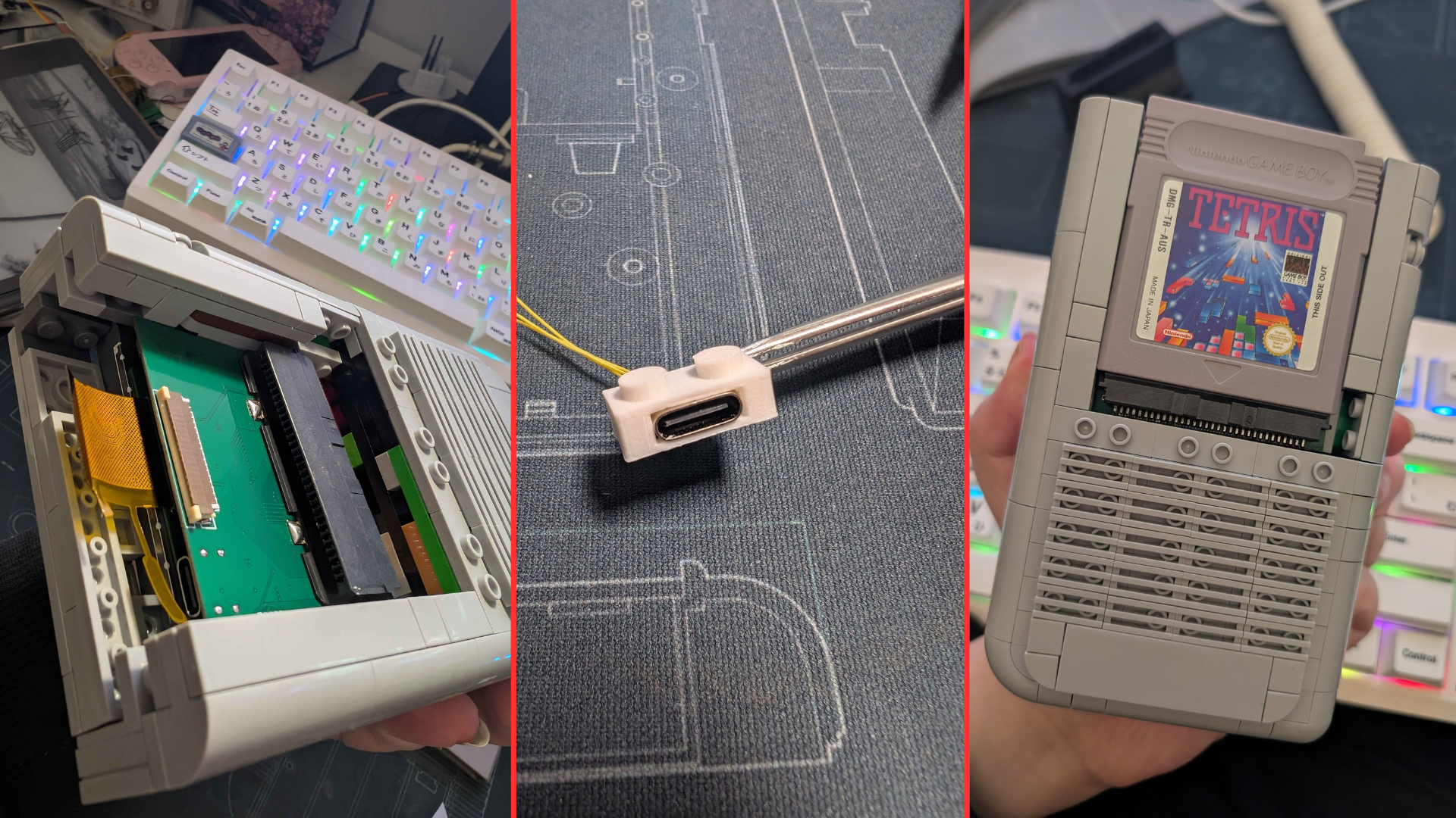 Lego Game Boy&#039;s modded custom insides