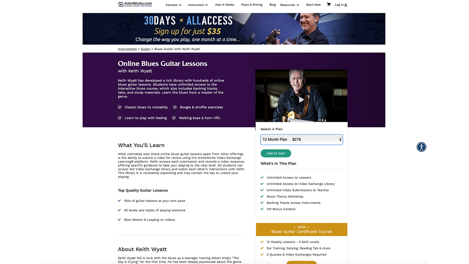 ArtistWorks guitar lesson screen grabs