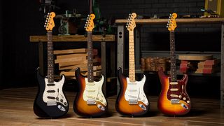 A group of 70th Anniversary Fender Stratocasters