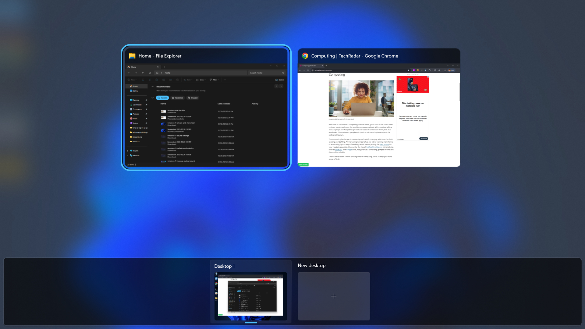 Windows 11 Windows + Tab functionality