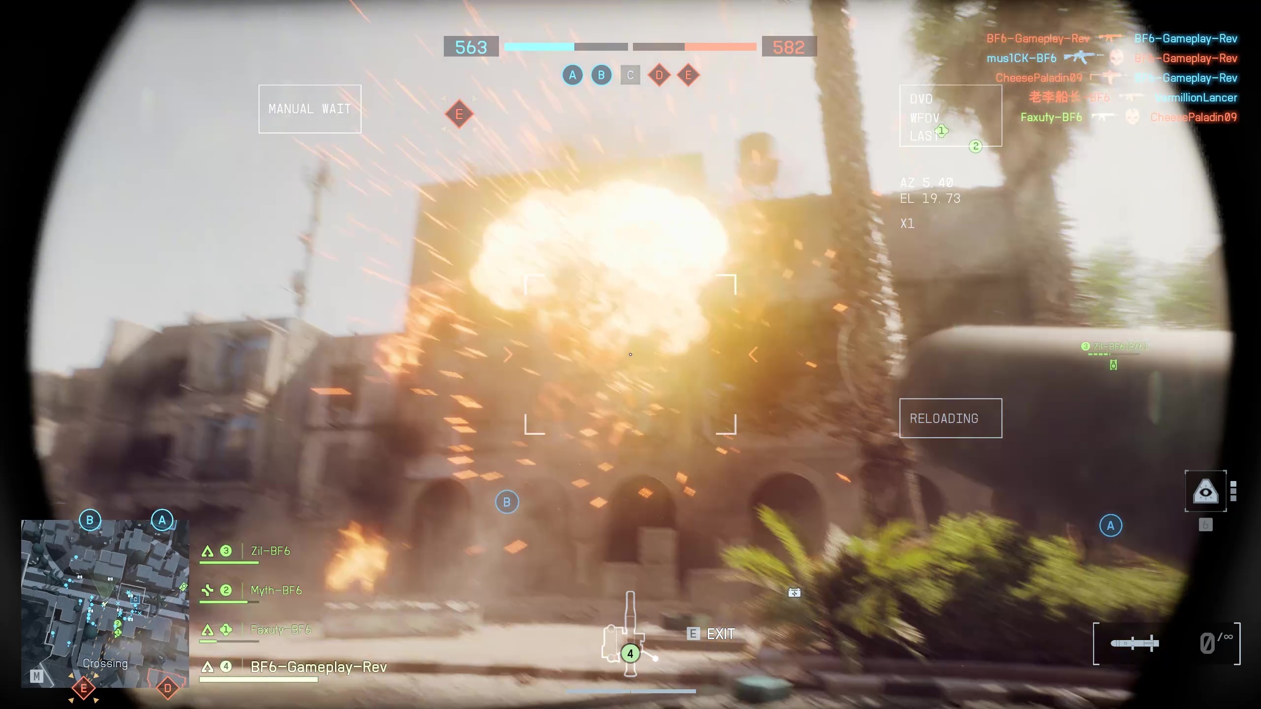 A tank firing at a building with a large explosion in gameplay of Battlefield 6 multiplayer