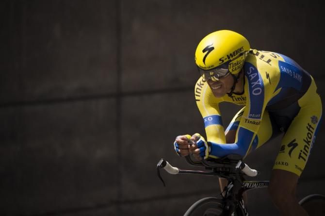 Alberto Contador in his time trial tuck