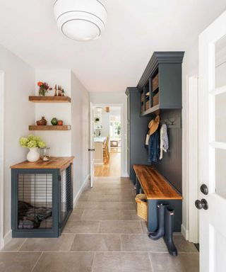 mudroom with shelving and bench seat