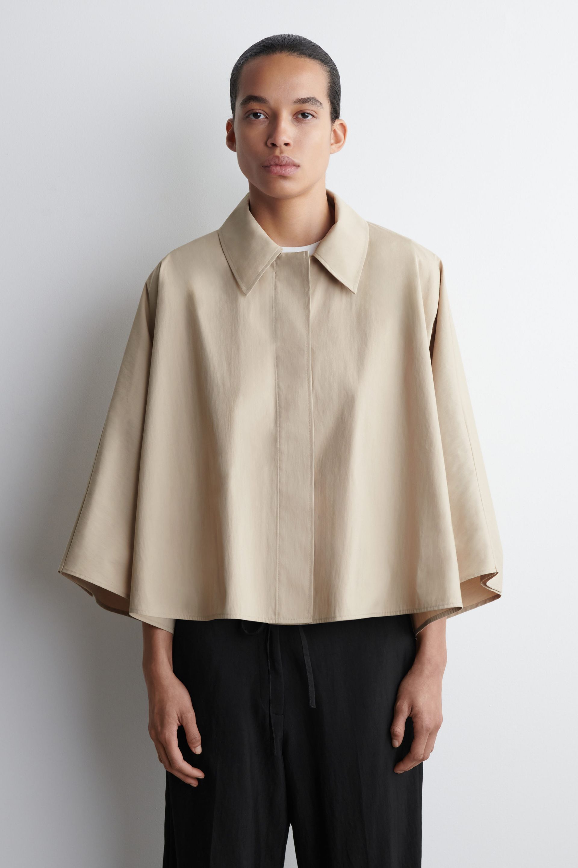 Cropped Trench Coat Cape