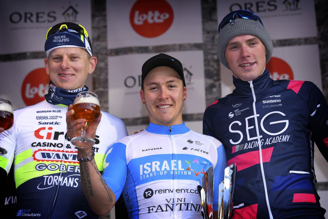 Dekker on the podium at Le Samyn