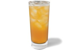 Picture of a Starbucks peach iced tea in a tall glass
