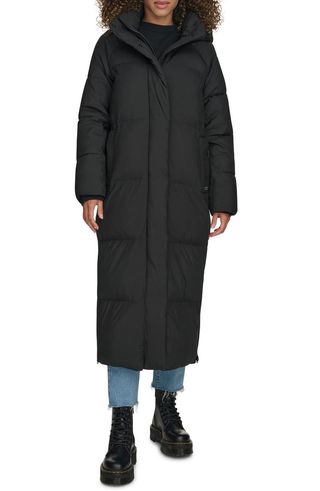 Water Resistant Side Zip Maxi Puffer Coat