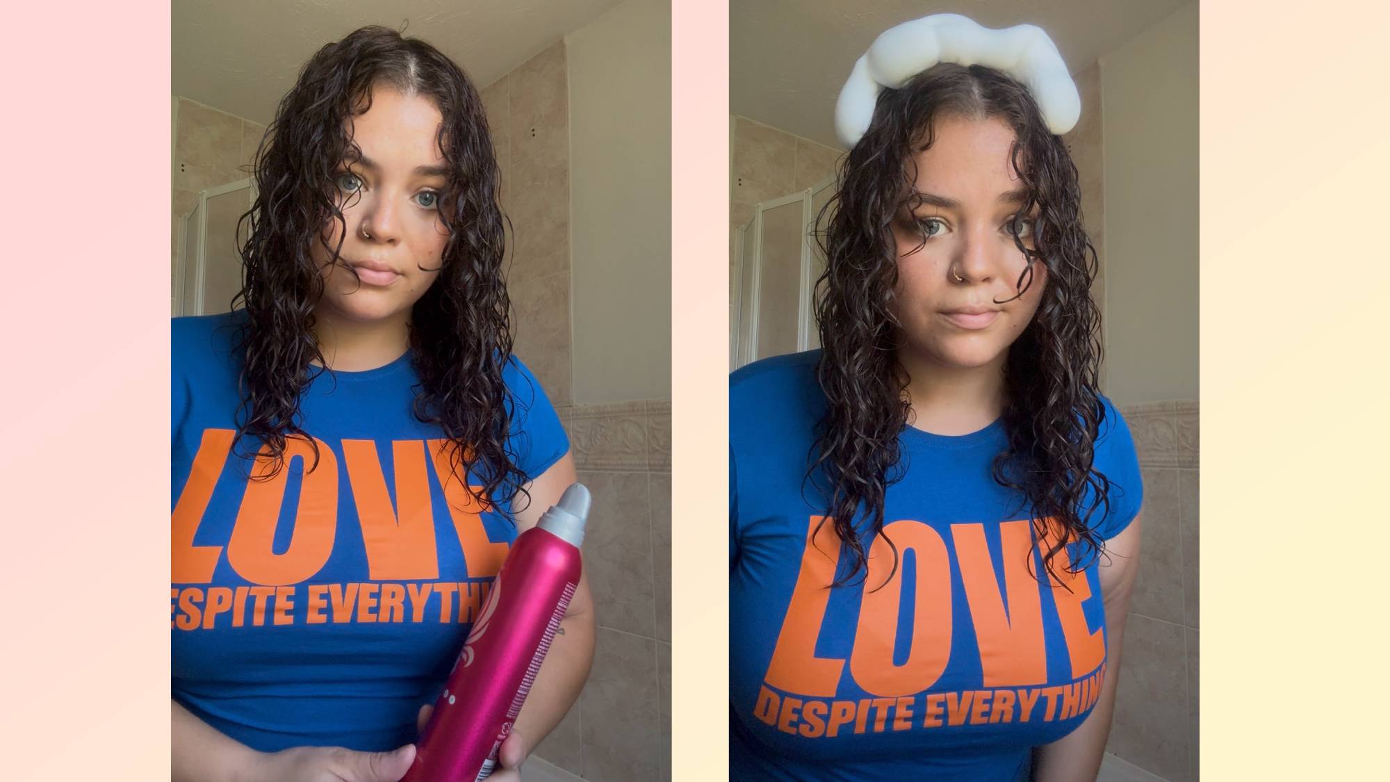 Raking product through curly hair