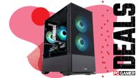 An ABS Cyclone Ruby gaming PC on a custom PC Gamer deals background.