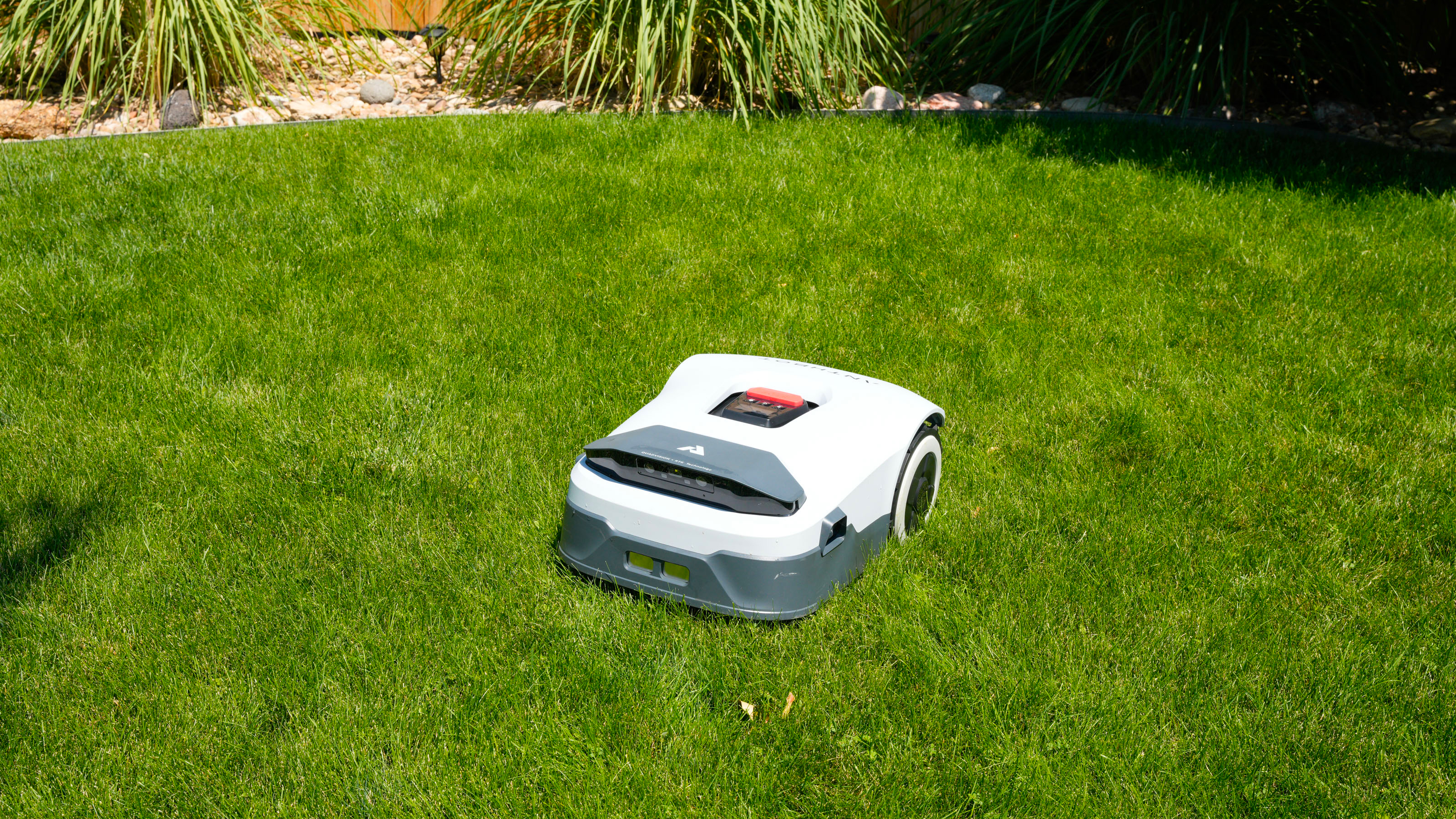 Anthbot Genie 3000 being tested in a bright green yard
