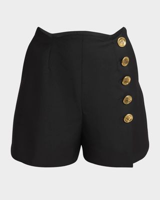 Scalloped Waistband Wool Mohair Sailor Shorts