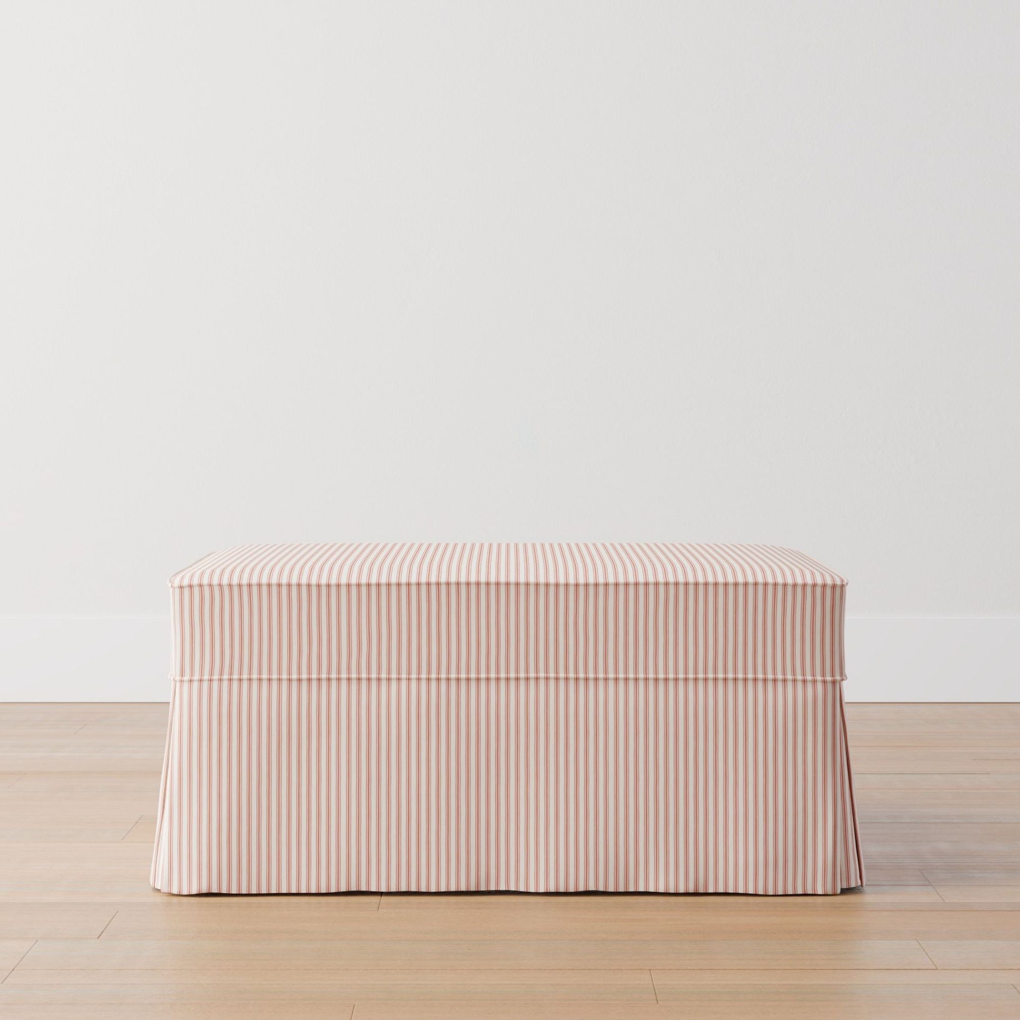 Charleston Slipcovered Ottoman (Red Pinstripe)