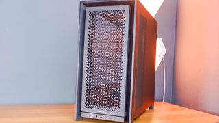 A Corsair Frame 4000D case with various features designed for both Corsair's own iCUE ecosystem and for the benefit of system builders.