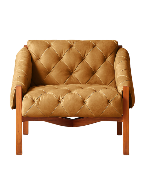 Abruzzo Brown Leather Tufted Chair