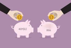 401k and IRA piggy bank for saving money retirement concept