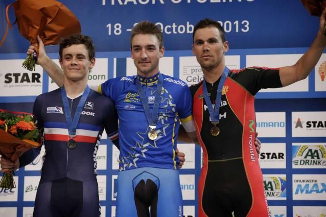 Viviani smiles on the podium
