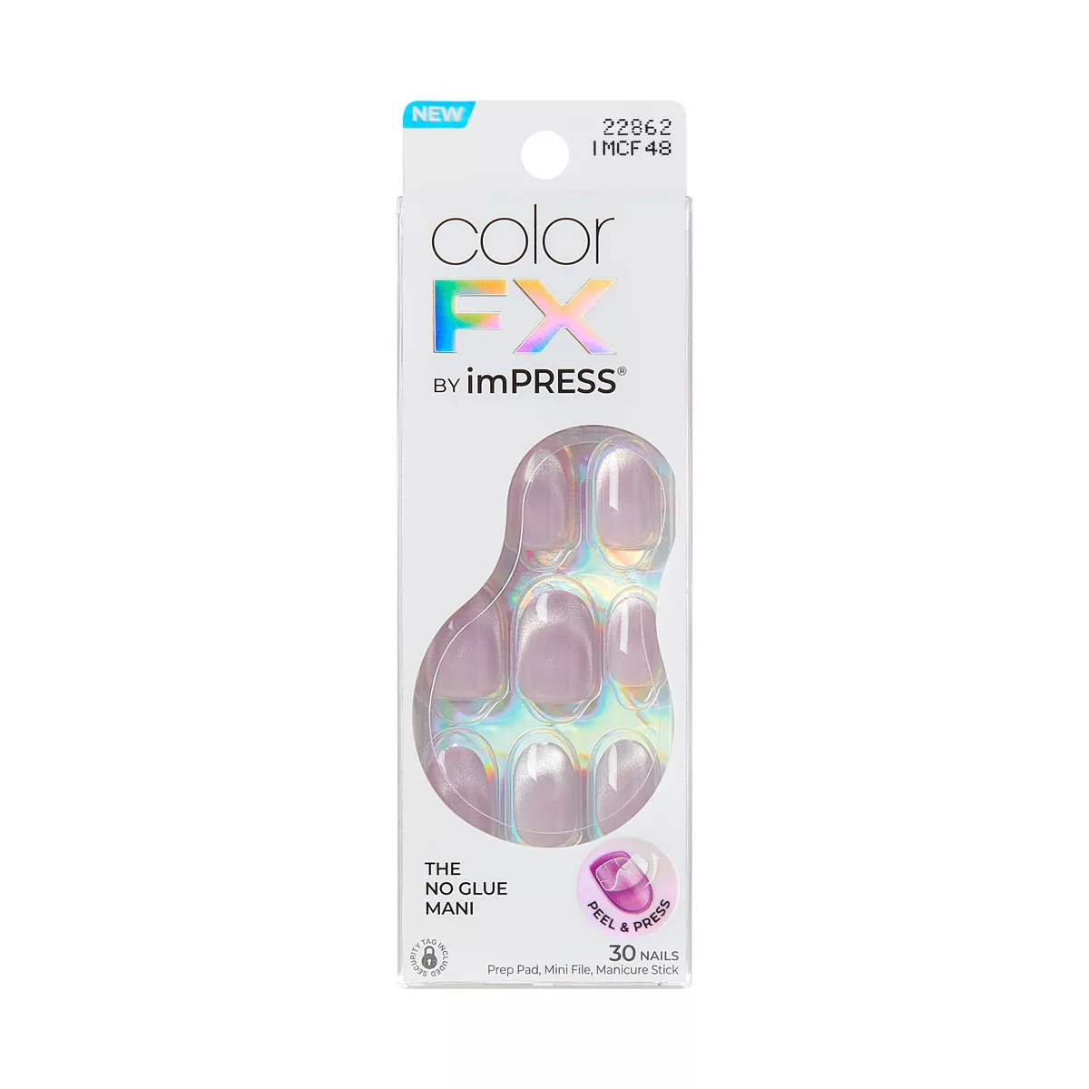 Kiss Nails Impress Colorfx Press-On Fake Nails - Short Oval - Diamond Drip - 33ct