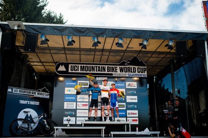 U23 men's podium: Jens Schuermans, Markus Schulte-Leunzum, and Michiel van der Heijden