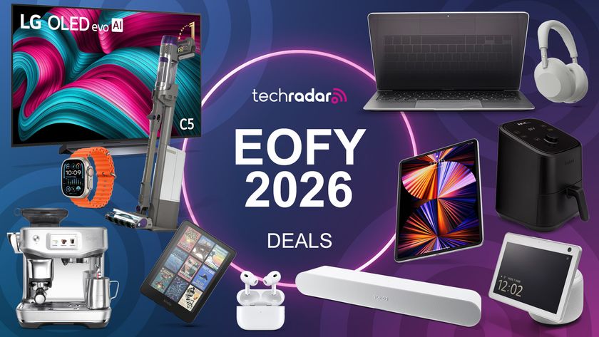 An assortment of tech on a purple background with "EOFY 2026 DEALS" text.